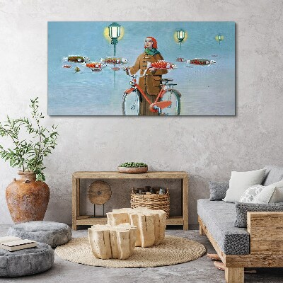 Foto leinwand Angelausflug mit dem Rad