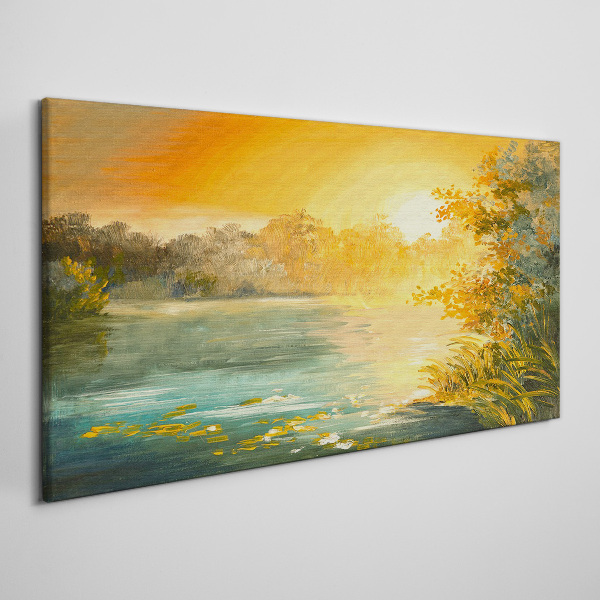 Wandbild Goldene Stunde auf dem Fluss
