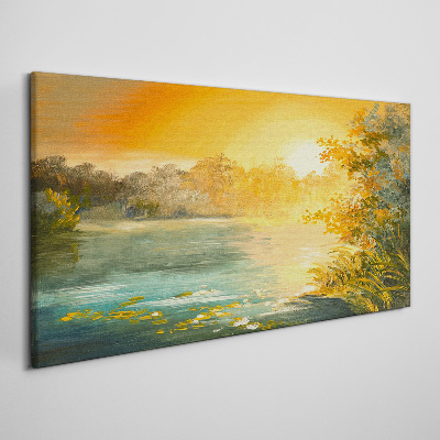 Wandbild Goldene Stunde auf dem Fluss