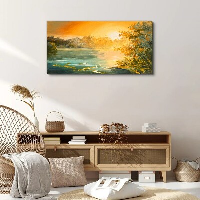 Wandbild Goldene Stunde auf dem Fluss