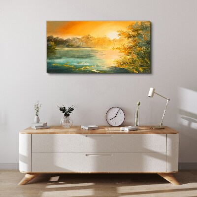 Wandbild Goldene Stunde auf dem Fluss