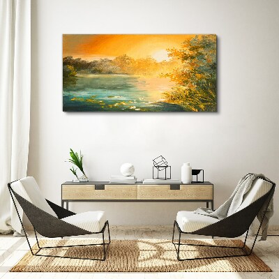 Wandbild Goldene Stunde auf dem Fluss