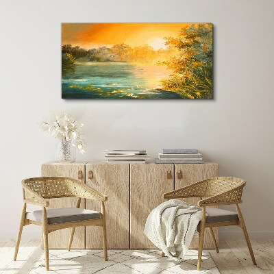 Wandbild Goldene Stunde auf dem Fluss