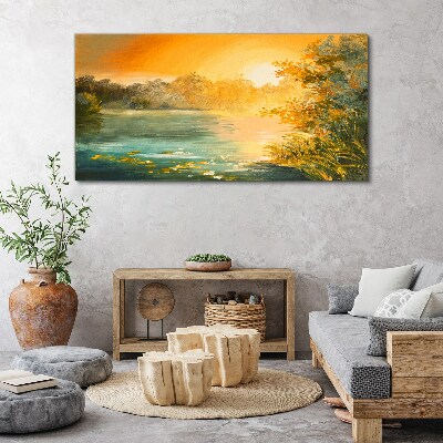 Wandbild Abstrakter Waldsee