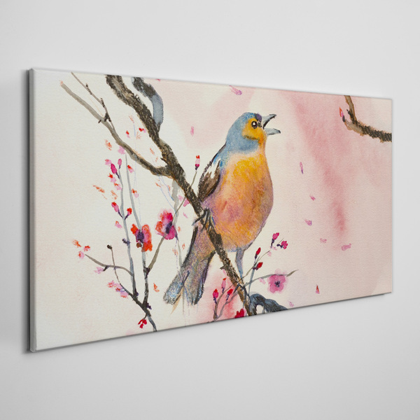 Bild auf leinwand Ein singender Vogel in einer Frühlingslandschaft