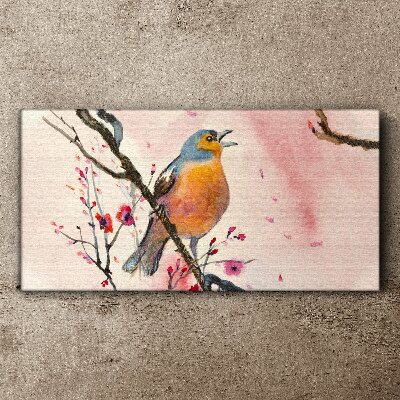 Bild auf leinwand Ein singender Vogel in einer Frühlingslandschaft
