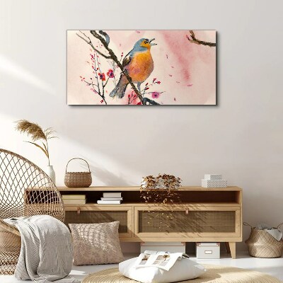 Bild auf leinwand Ein singender Vogel in einer Frühlingslandschaft