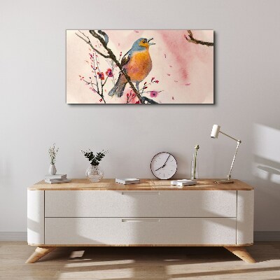 Bild auf leinwand Ein singender Vogel in einer Frühlingslandschaft