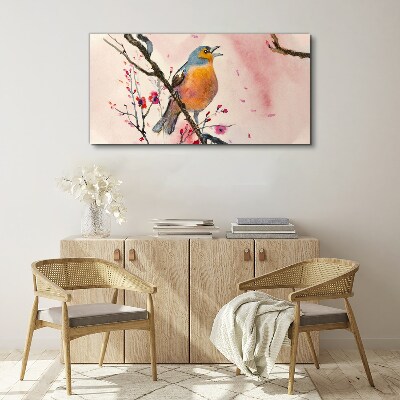 Bild auf leinwand Ein singender Vogel in einer Frühlingslandschaft