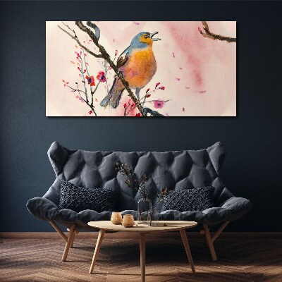 Bild auf leinwand Ein singender Vogel in einer Frühlingslandschaft