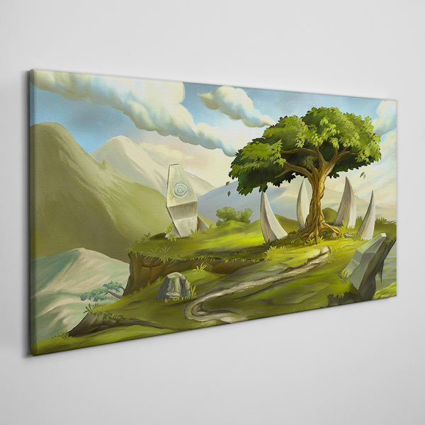 Foto auf leinwand Grüne Oase in der Berglandschaft