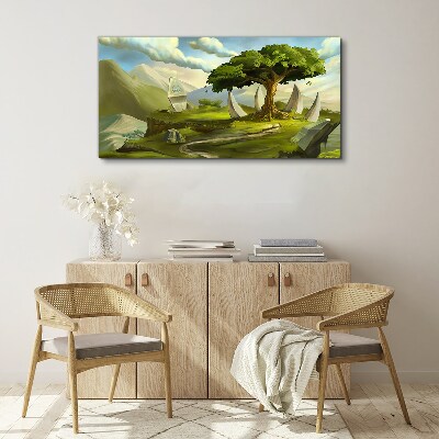 Foto auf leinwand Grüne Oase in der Berglandschaft