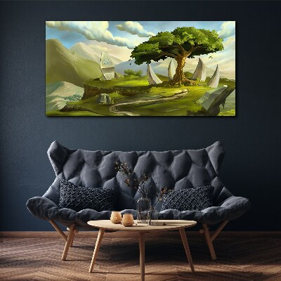 Foto auf leinwand Grüne Oase in der Berglandschaft