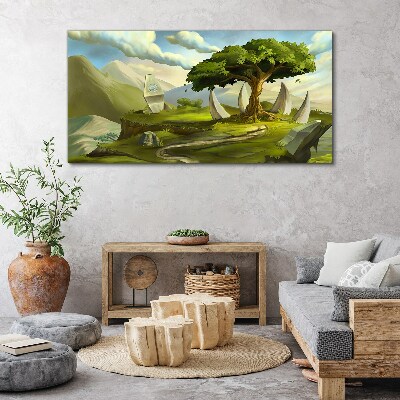 Foto auf leinwand Grüne Oase in der Berglandschaft