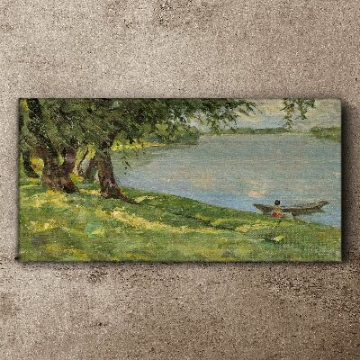 Wandbild Eine friedliche Landschaft am Fluss