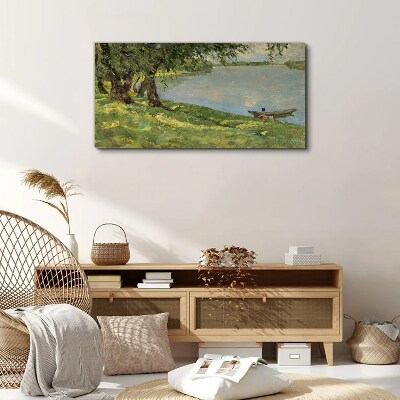 Wandbild Eine friedliche Landschaft am Fluss