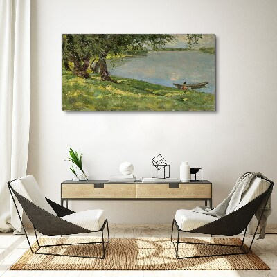 Wandbild Eine friedliche Landschaft am Fluss