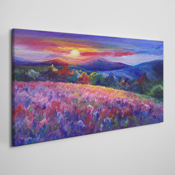 Bild auf leinwand Landschaft in Sonnenuntergangsfarben