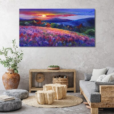 Bild auf leinwand Landschaft in Sonnenuntergangsfarben