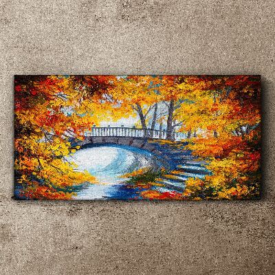 Foto auf leinwand Goldene Brücke im Herbstpark