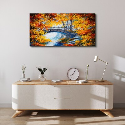 Foto auf leinwand Goldene Brücke im Herbstpark