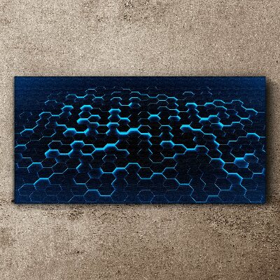 Foto auf leinwand Blaues sechseckiges Netz