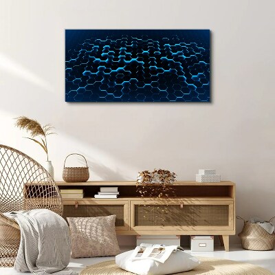 Foto auf leinwand Blaues sechseckiges Netz