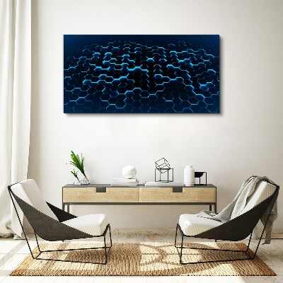 Foto auf leinwand Blaues sechseckiges Netz