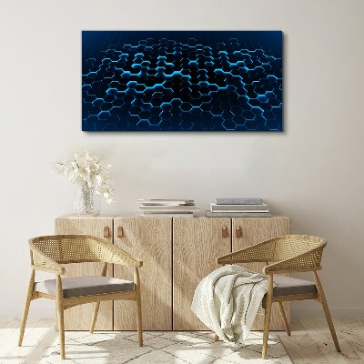 Foto auf leinwand Blaues sechseckiges Netz