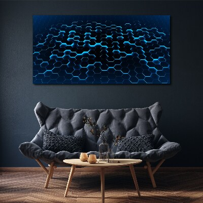 Foto auf leinwand Blaues sechseckiges Netz