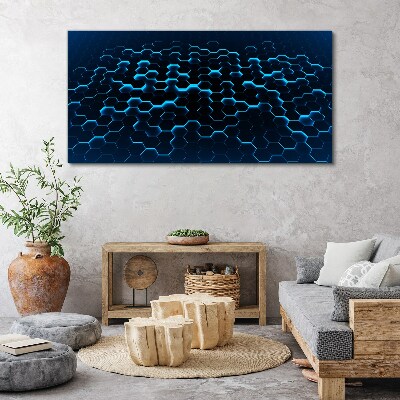 Foto auf leinwand Blaues sechseckiges Netz