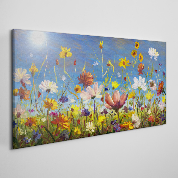 Bild auf leinwand Blumenlandschaft an einem sonnigen Tag