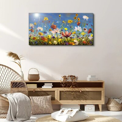 Bild auf leinwand Blumenlandschaft an einem sonnigen Tag
