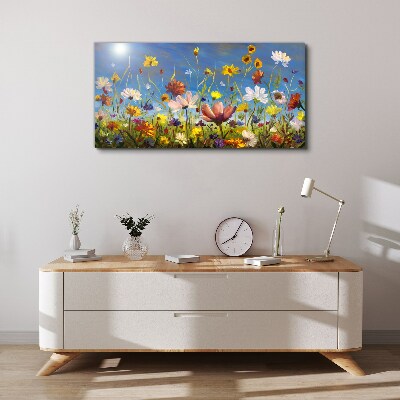 Bild auf leinwand Blumenlandschaft an einem sonnigen Tag