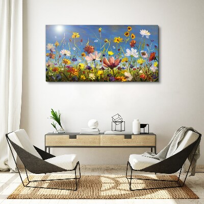 Bild auf leinwand Blumenlandschaft an einem sonnigen Tag