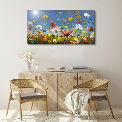 Bild auf leinwand Blumenlandschaft an einem sonnigen Tag