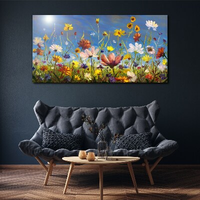 Bild auf leinwand Blumenlandschaft an einem sonnigen Tag