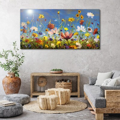 Bild auf leinwand Blumenlandschaft an einem sonnigen Tag