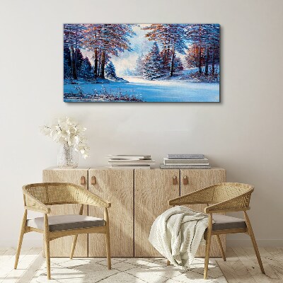 Foto auf leinwand Winterlandschaft in Blau