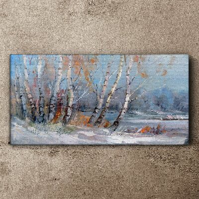 Foto auf leinwand Malerei Waldbäume Winter