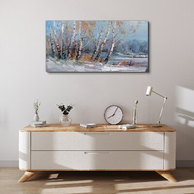 Foto auf leinwand Herbstbirken am Fluss