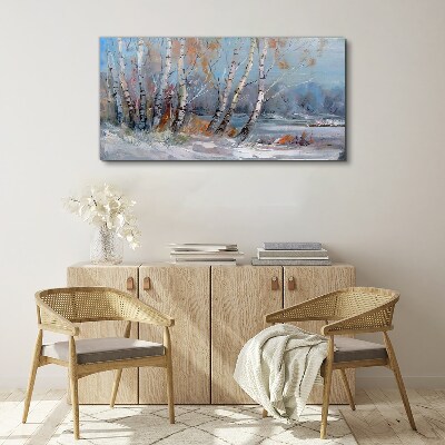 Foto auf leinwand Herbstbirken am Fluss