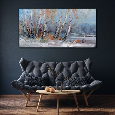 Foto auf leinwand Herbstbirken am Fluss