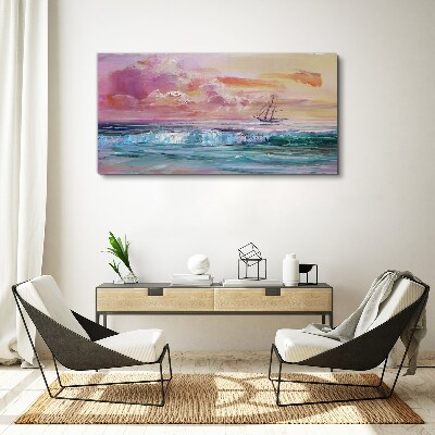 Foto auf leinwand Ein friedlicher Sonnenuntergang über dem Meer