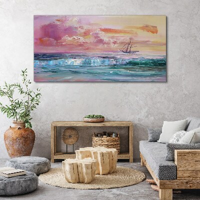 Foto auf leinwand Ein friedlicher Sonnenuntergang über dem Meer