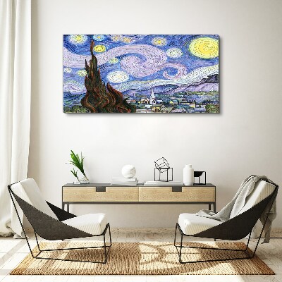 Foto auf leinwand Sternenklare Nacht über der Stadt