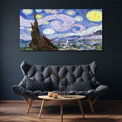 Foto auf leinwand Sternenklare Nacht über der Stadt