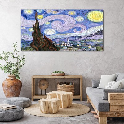 Foto auf leinwand Sternenklare Nacht über der Stadt
