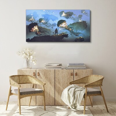 Foto auf leinwand Unterwasserreise im Licht der Quallen
