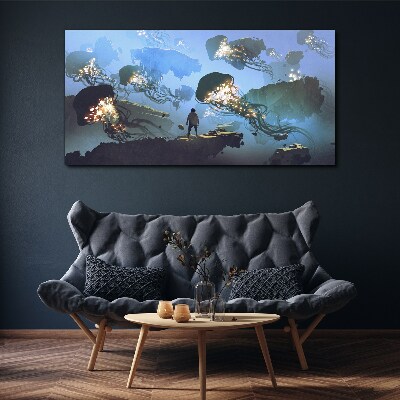 Foto auf leinwand Unterwasserreise im Licht der Quallen